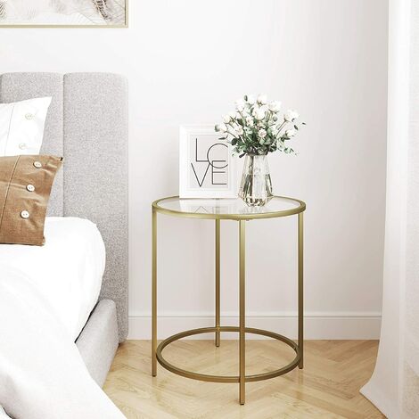 Gold & Glass Bed Side Table Nightstand 50cm