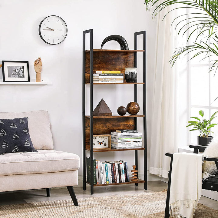 Modern Rustic Series 5 Tier Bookshelf Display Unit - Rustic Brown Homecoze