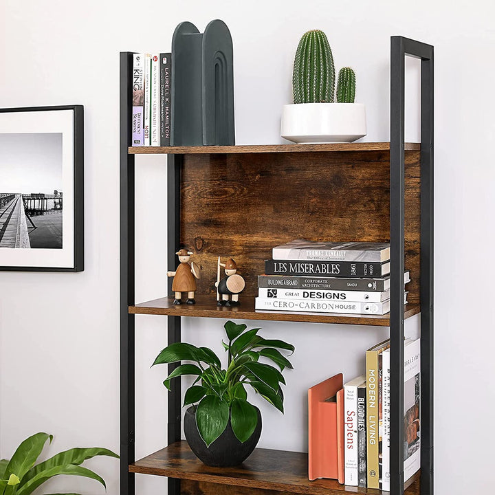 Modern Rustic Series 5 Tier Bookshelf Display Unit - Rustic Brown Homecoze