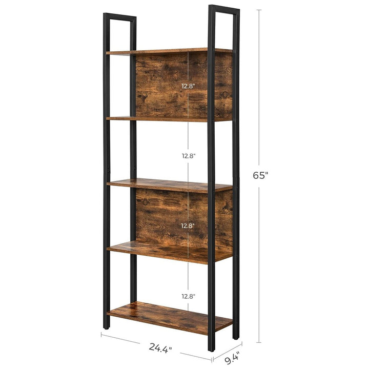 Modern Rustic Series 5 Tier Bookshelf Display Unit - Rustic Brown Homecoze