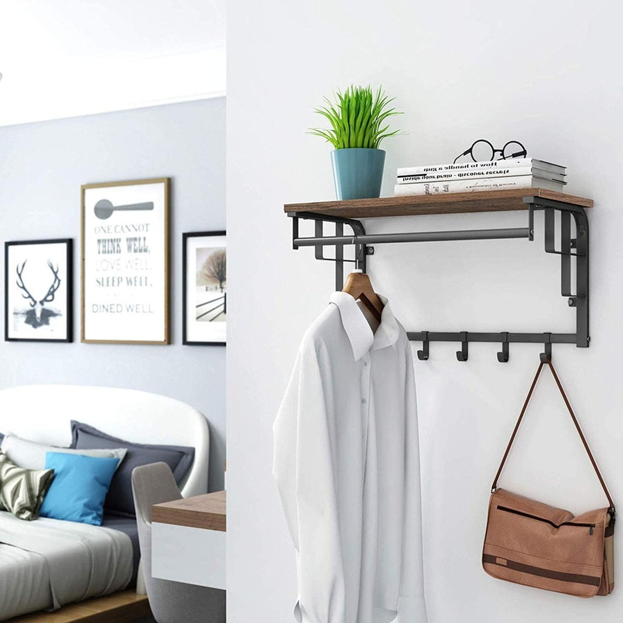 Modern Rustic Series Coat Rack Wall-Mounted Hanging Shelf Homecoze
