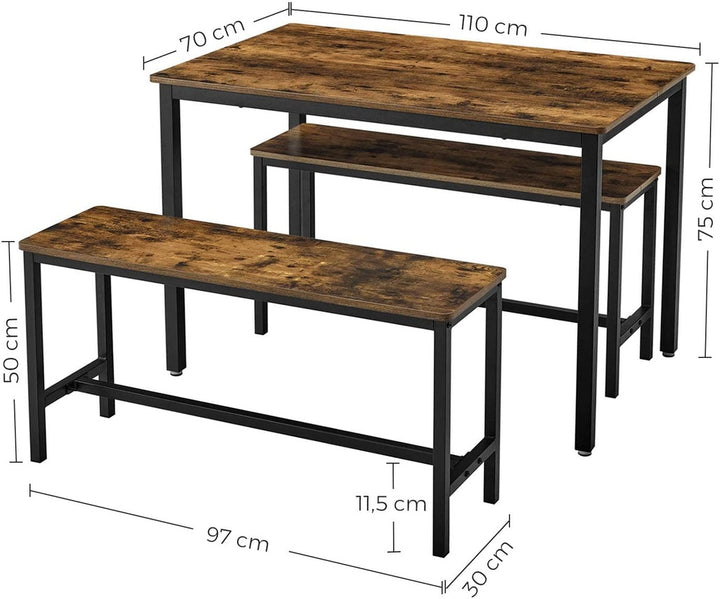 Modern Rustic Dining Table & Bench Seat Set