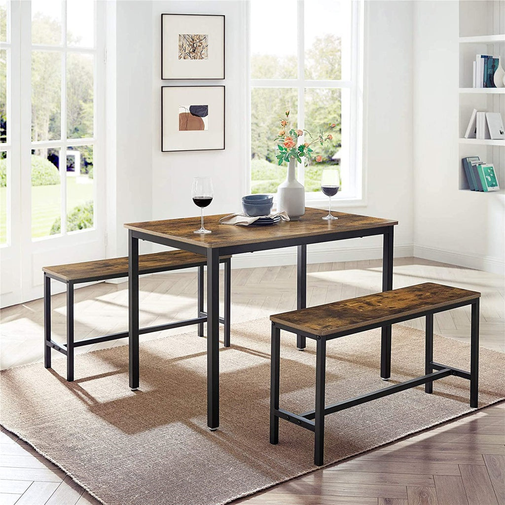 Modern Rustic Dining Table & Bench Seat Set