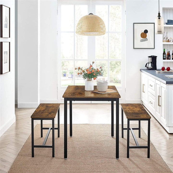 Modern Rustic Dining Table & Bench Seat Set