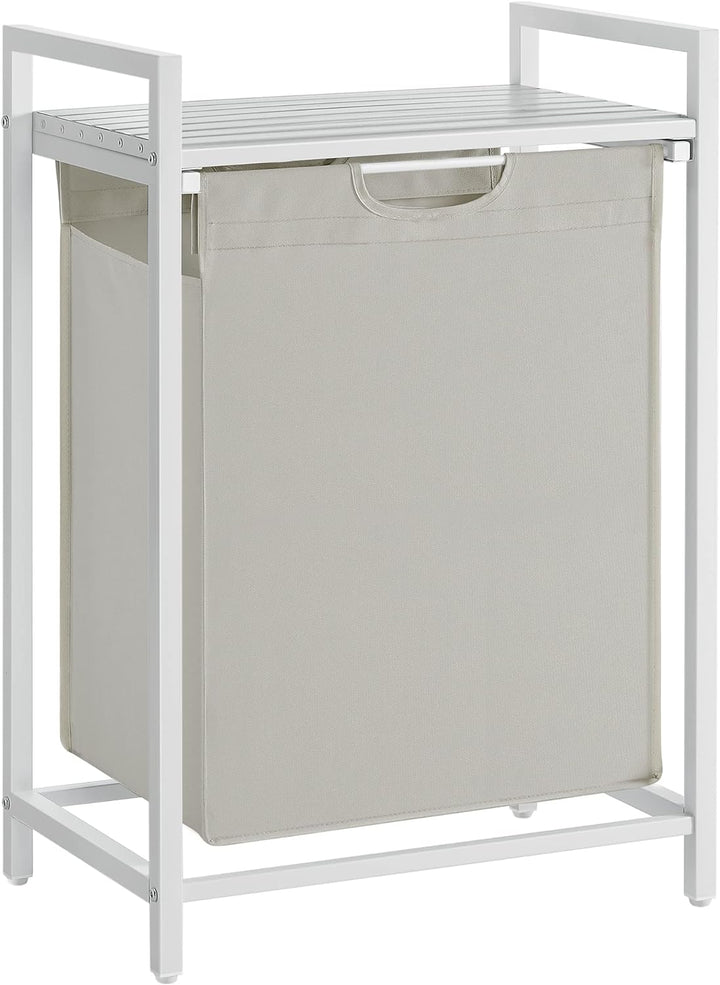 Laundry Hamper Clothes Basket with Shelf 1 x 65L Pull-Out Bag - White