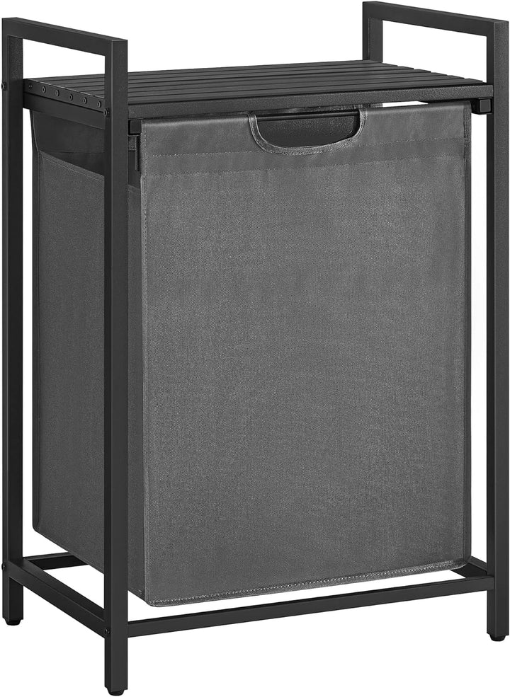 Laundry Hamper Clothes Basket with Shelf 1 x 65L Pull-Out Bag - Black