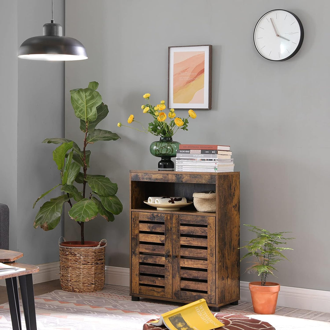 Modern Rustic Storage Cabinet with Louvered Doors