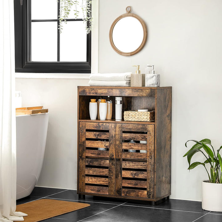 Modern Rustic Storage Cabinet with Louvered Doors