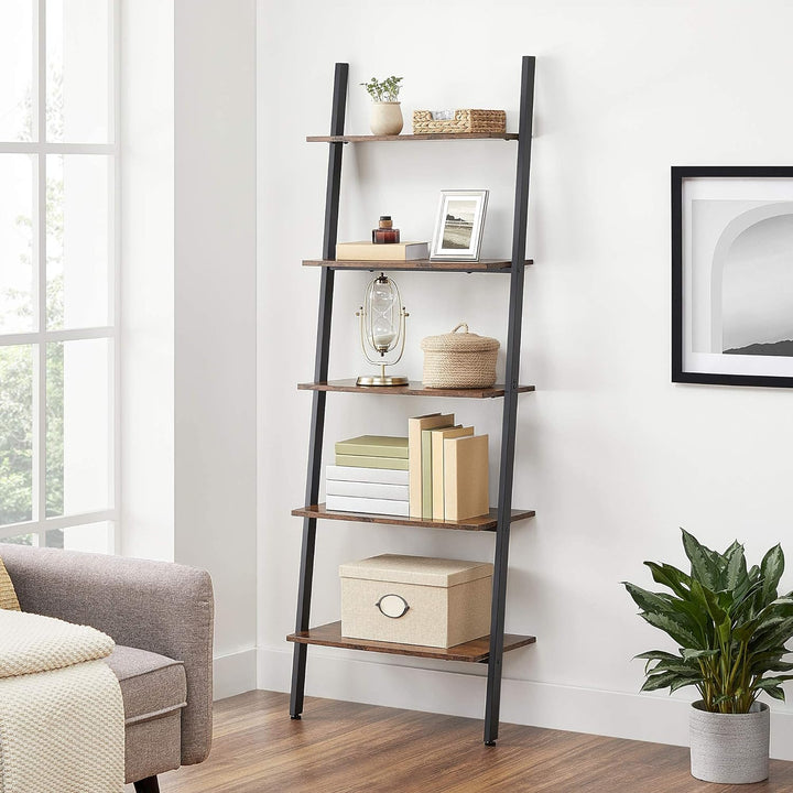 Modern Rustic 5-Tier Ladder Bookshelf