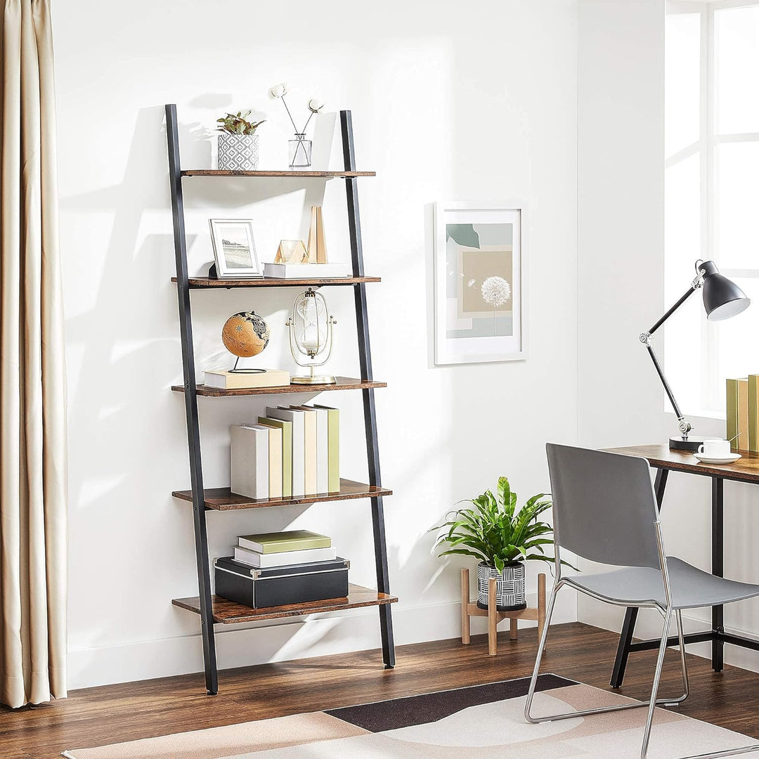 Modern Rustic 5-Tier Ladder Bookshelf