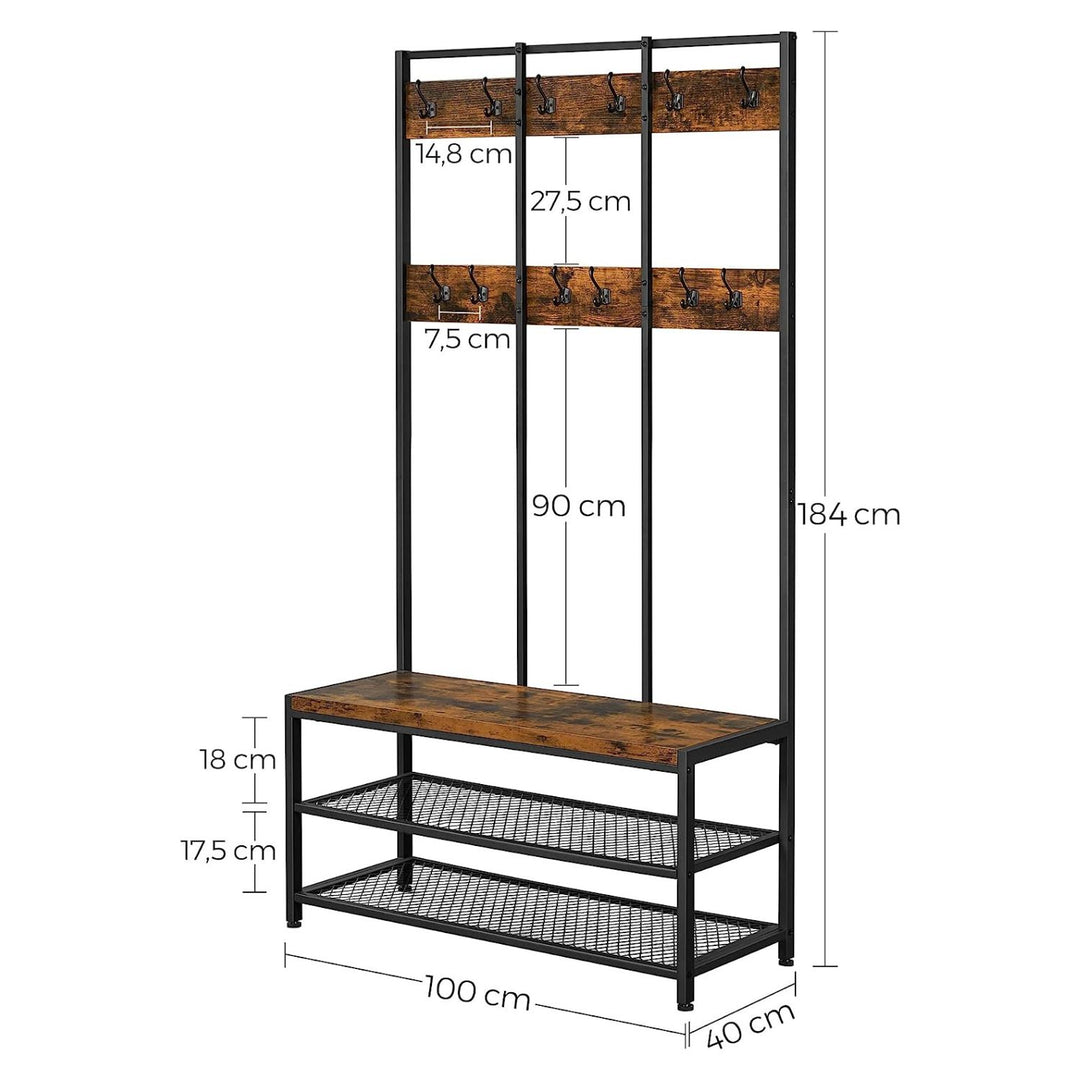 Modern Rustic Large Coat Rack with Shoe Bench