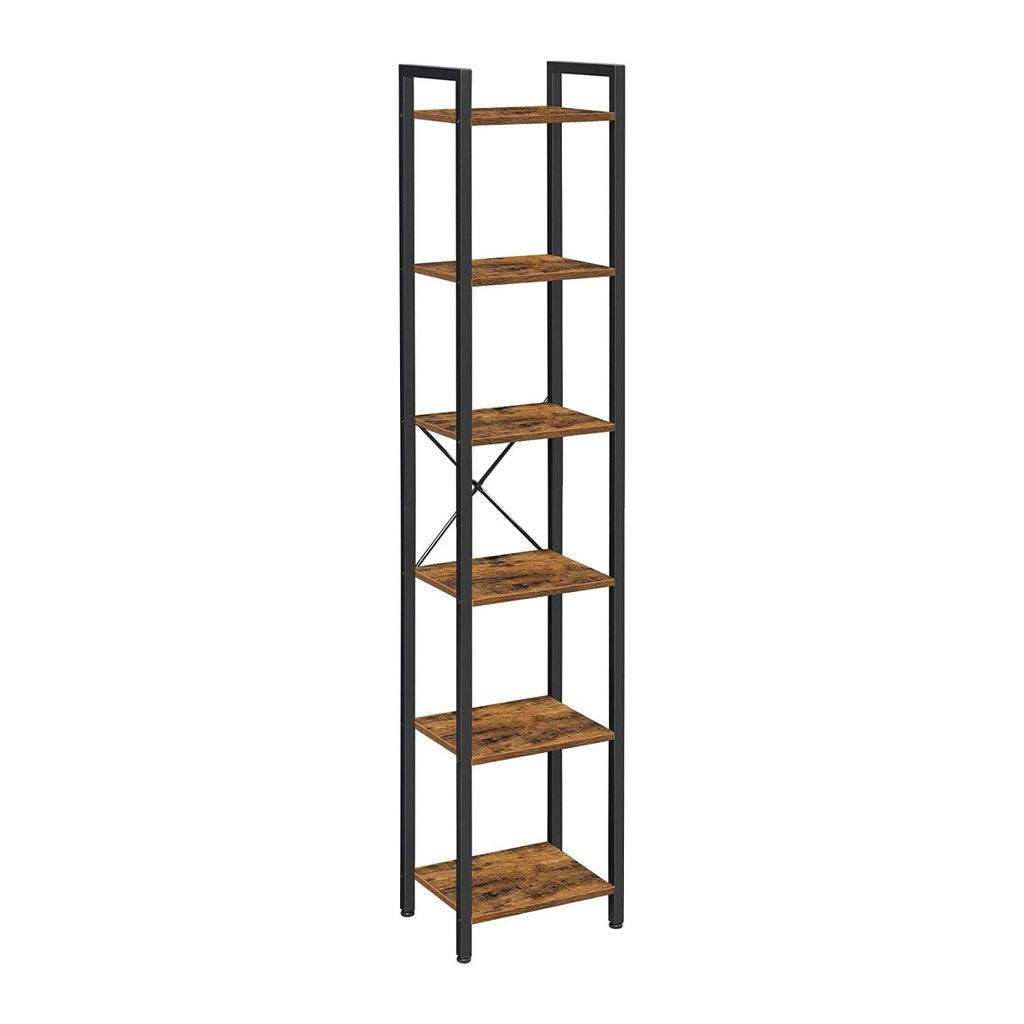 Modern Rustic 6 Tier Narrow Display Shelf