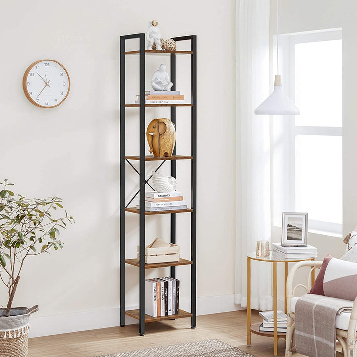 Modern Rustic 6 Tier Narrow Display Shelf