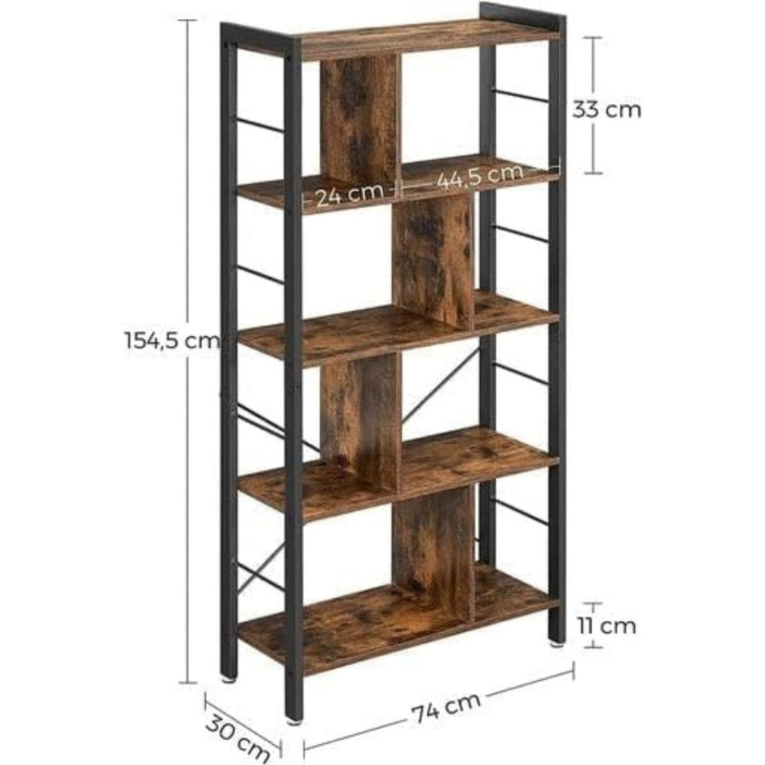 Modern Rustic Series 4 Tier Bookshelf Display Stand - Rustic Brown Homecoze