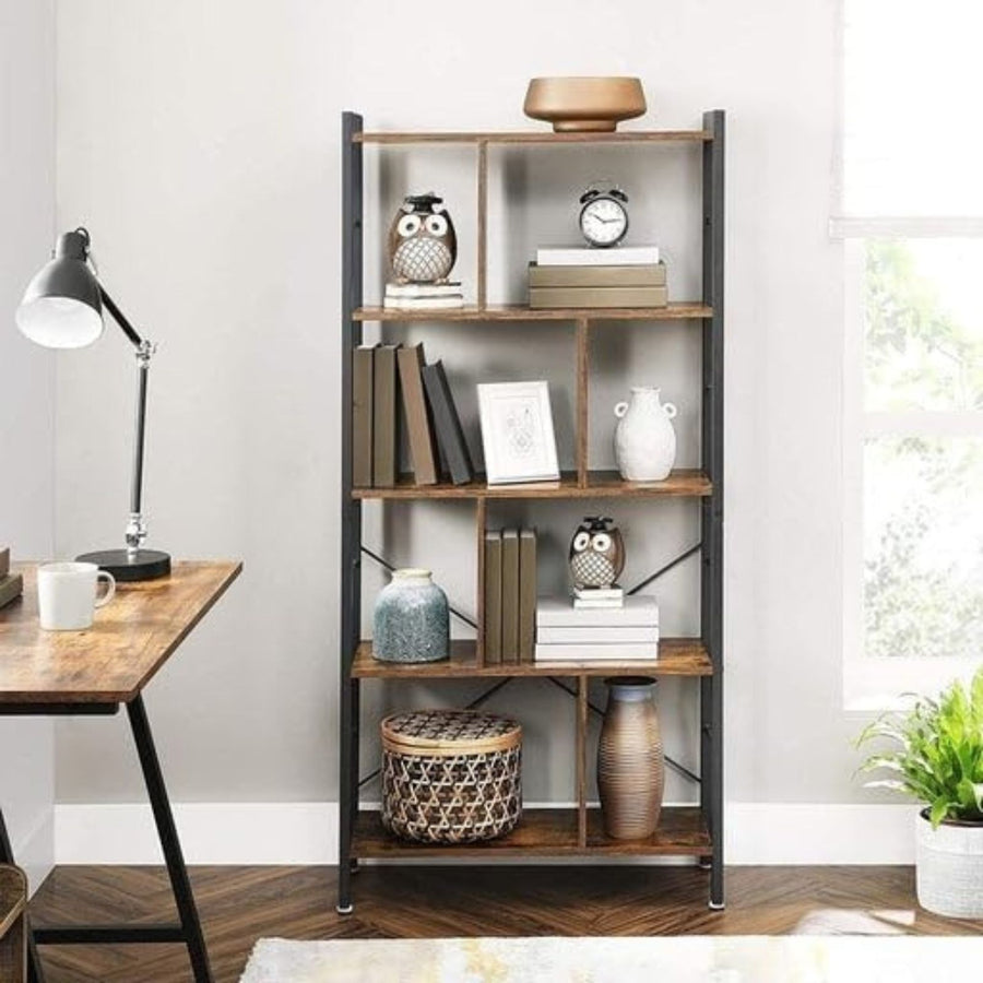 Modern Rustic Series 4 Tier Bookshelf Display Stand - Rustic Brown Homecoze