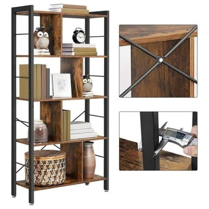 Modern Rustic Series 4 Tier Bookshelf Display Stand - Rustic Brown Homecoze