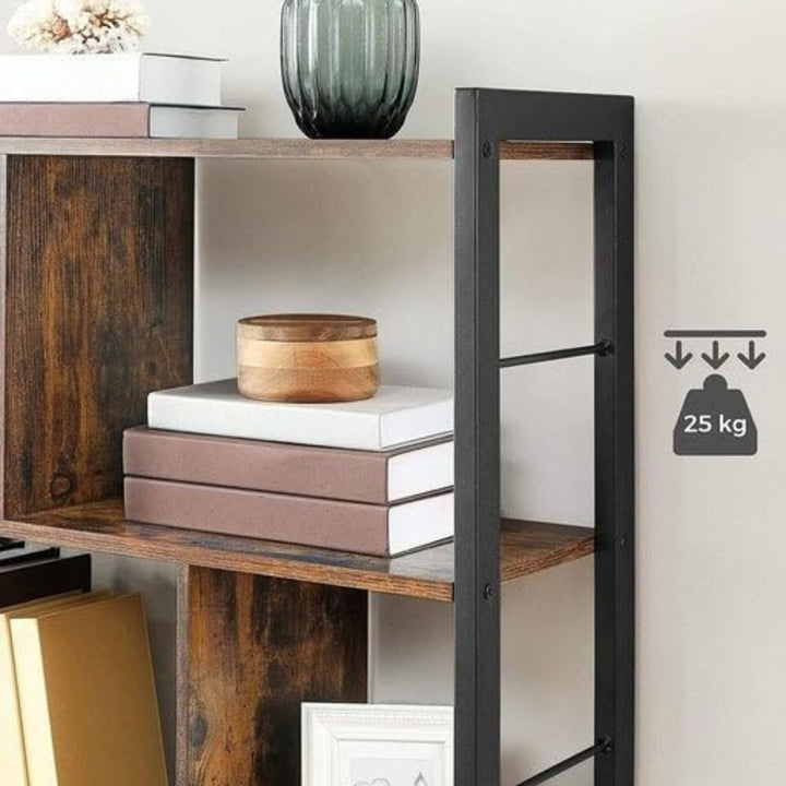 Modern Rustic Series 4 Tier Bookshelf Display Stand - Rustic Brown Homecoze