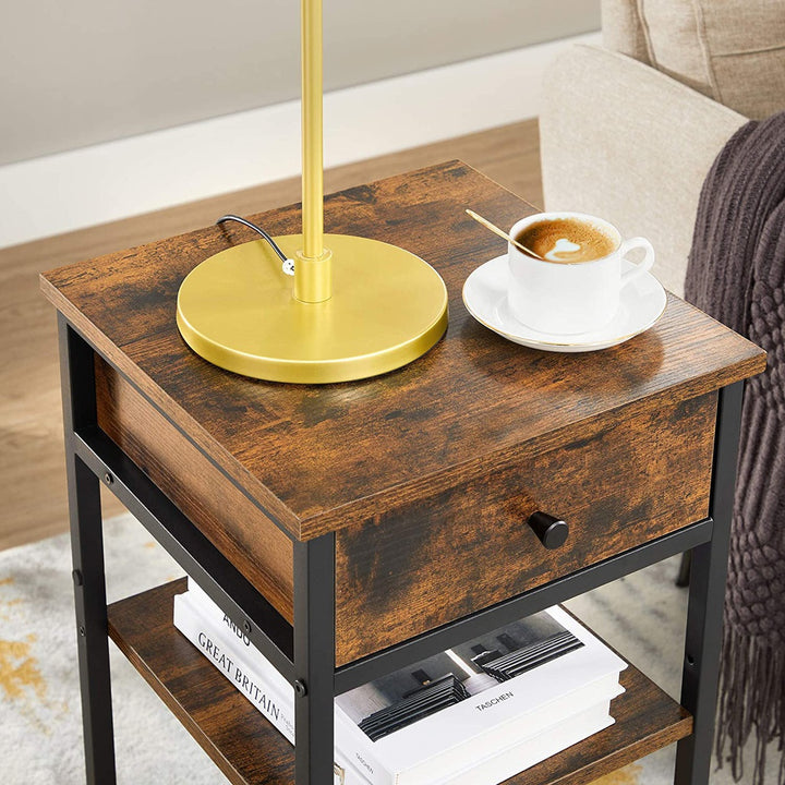 Modern Rustic Side Table with Drawer