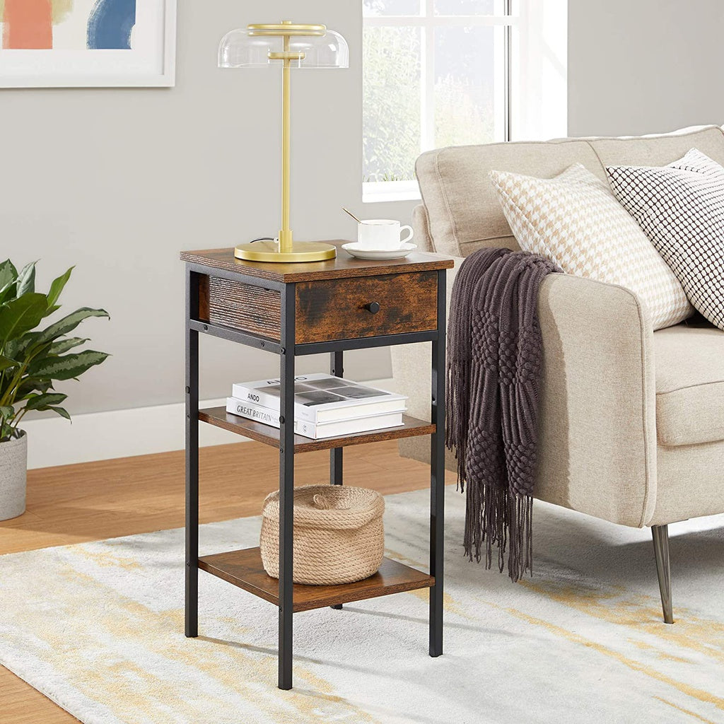 Modern Rustic Side Table with Drawer