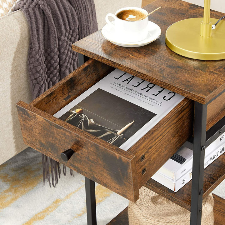 Modern Rustic Side Table with Drawer