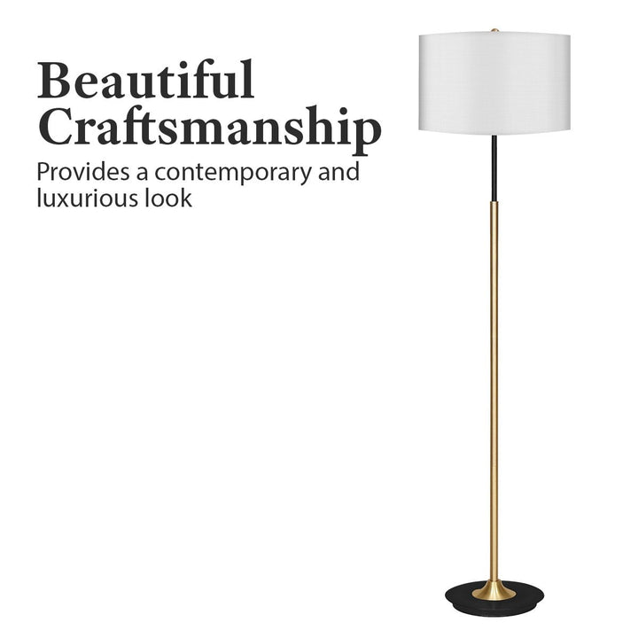 Metal Floor Lamp Brushed Brass Finish with White Shade