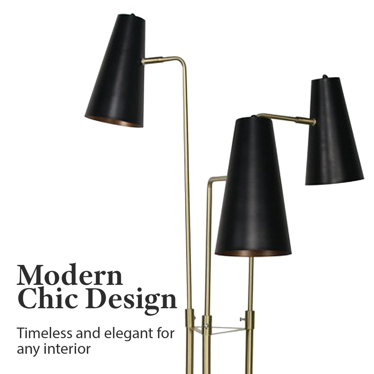 Three Metal Shade Floor Lamp - Homecoze