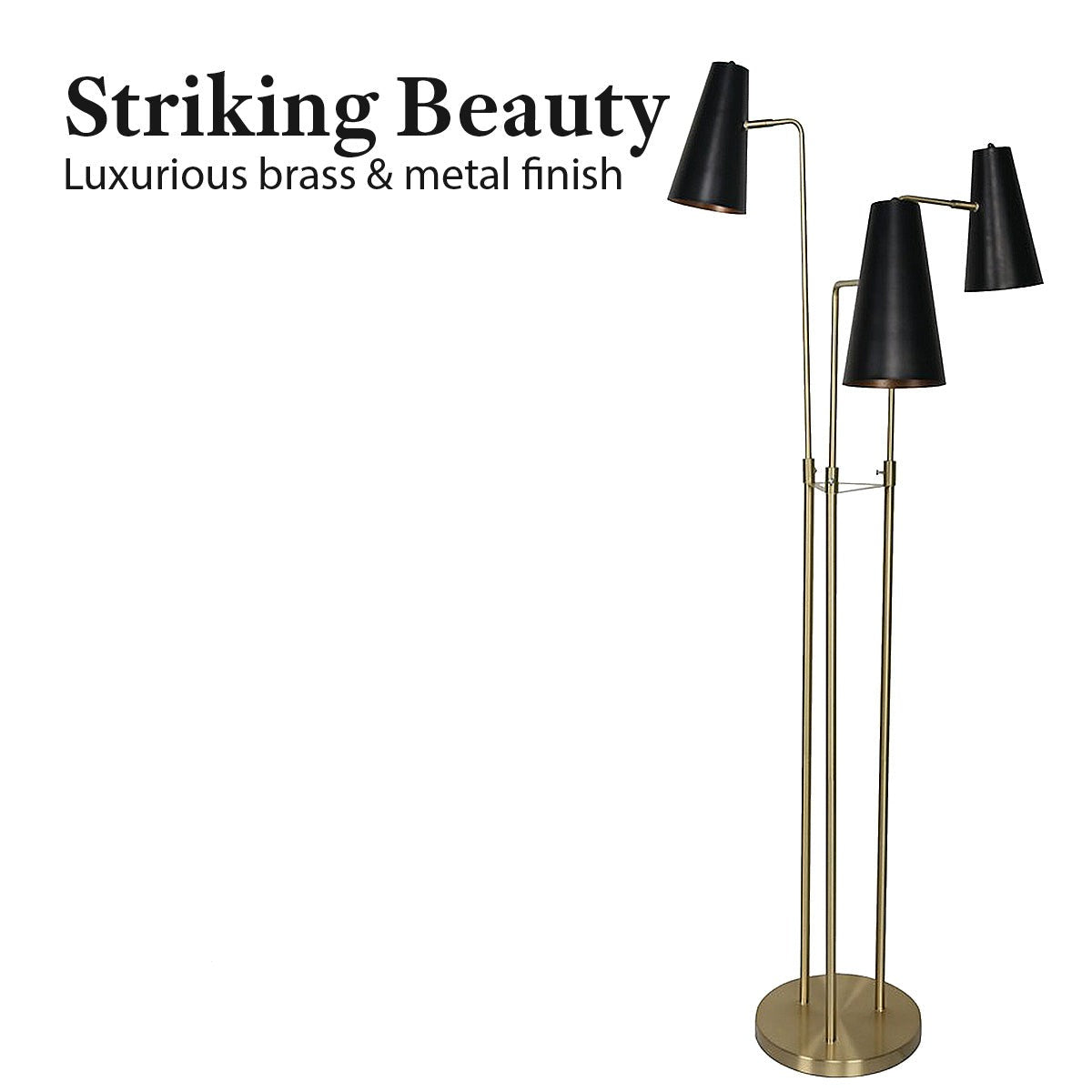 Three Metal Shade Floor Lamp - Homecoze