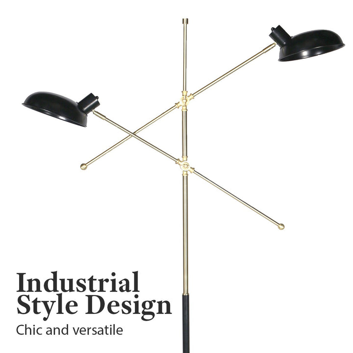 Adjustable Two Light Lamp Black and Gold Finish