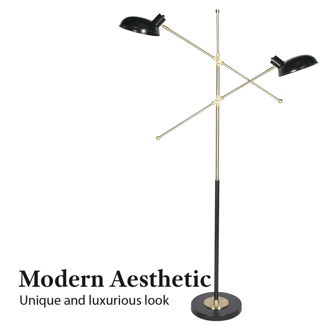 Adjustable Two Light Lamp Black and Gold Finish