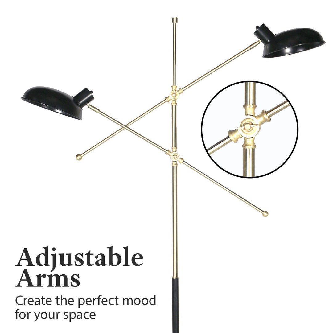 Adjustable Two Light Lamp Black and Gold Finish