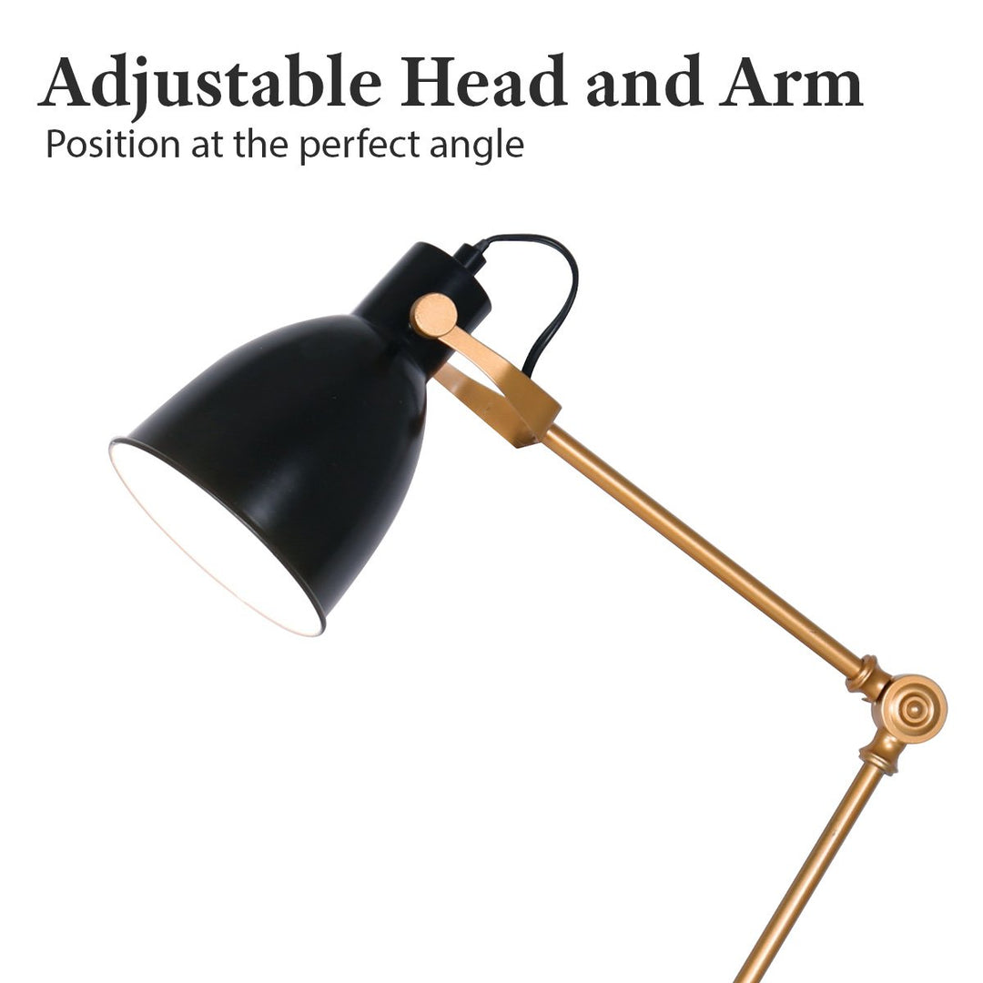 Adjustable Metal Table Lamp In Black And Gold