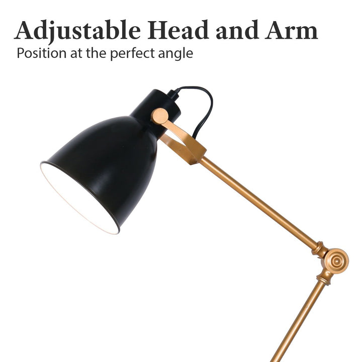 Adjustable Metal Table Lamp In Black And Gold