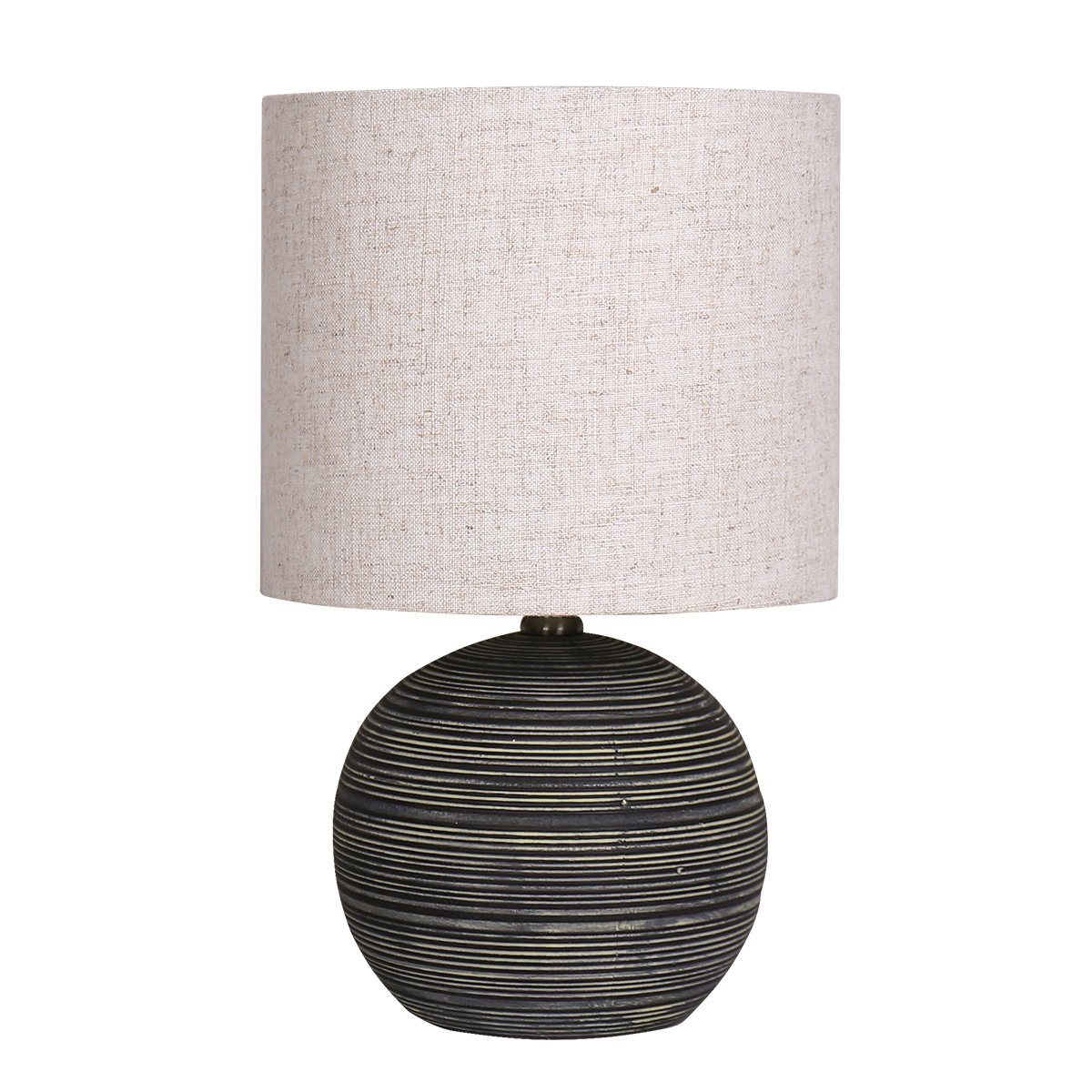 Ceramic Table Lamp With Striped Pattern In Antique Black - Homecoze