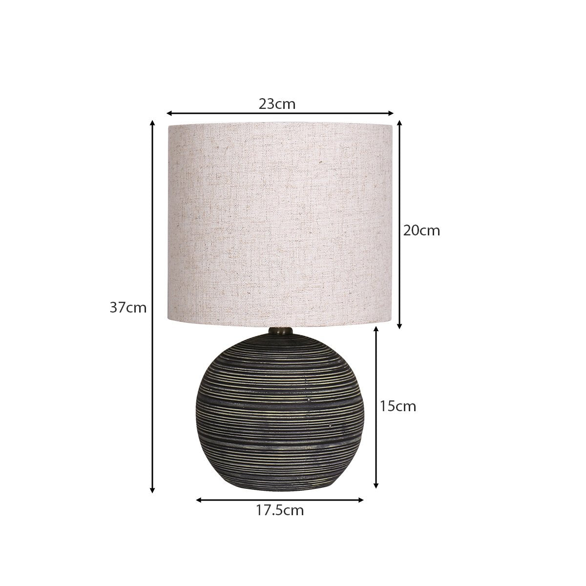 Ceramic Table Lamp With Striped Pattern In Antique Black - Homecoze