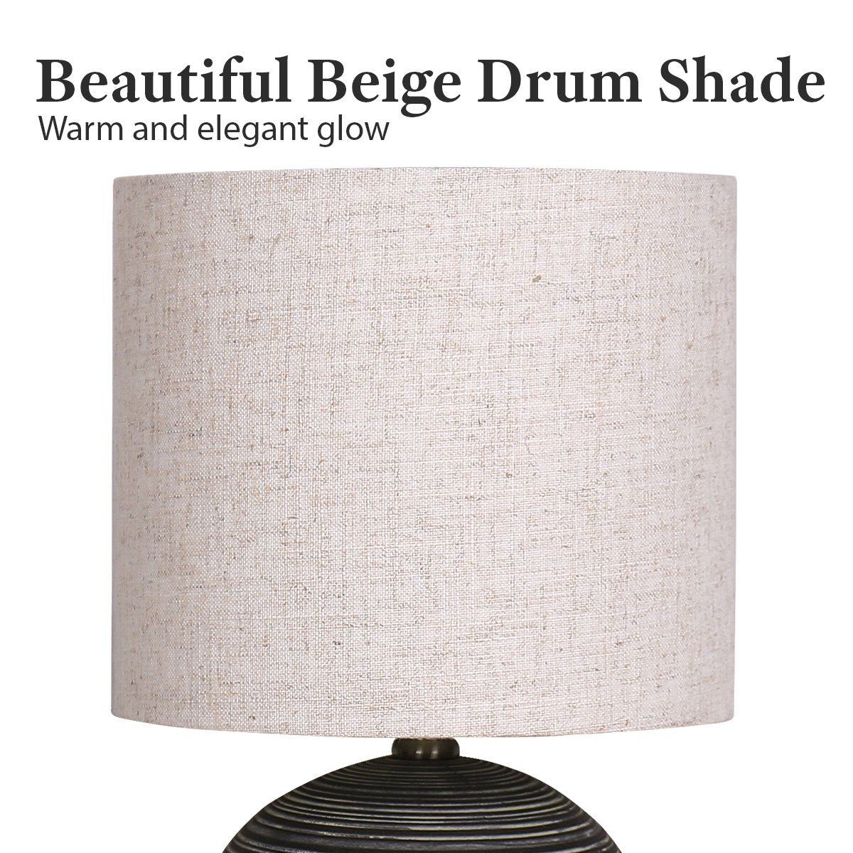 Ceramic Table Lamp With Striped Pattern In Antique Black - Homecoze