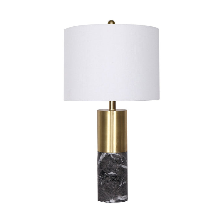 Metal and Marble Table Lamp in Black