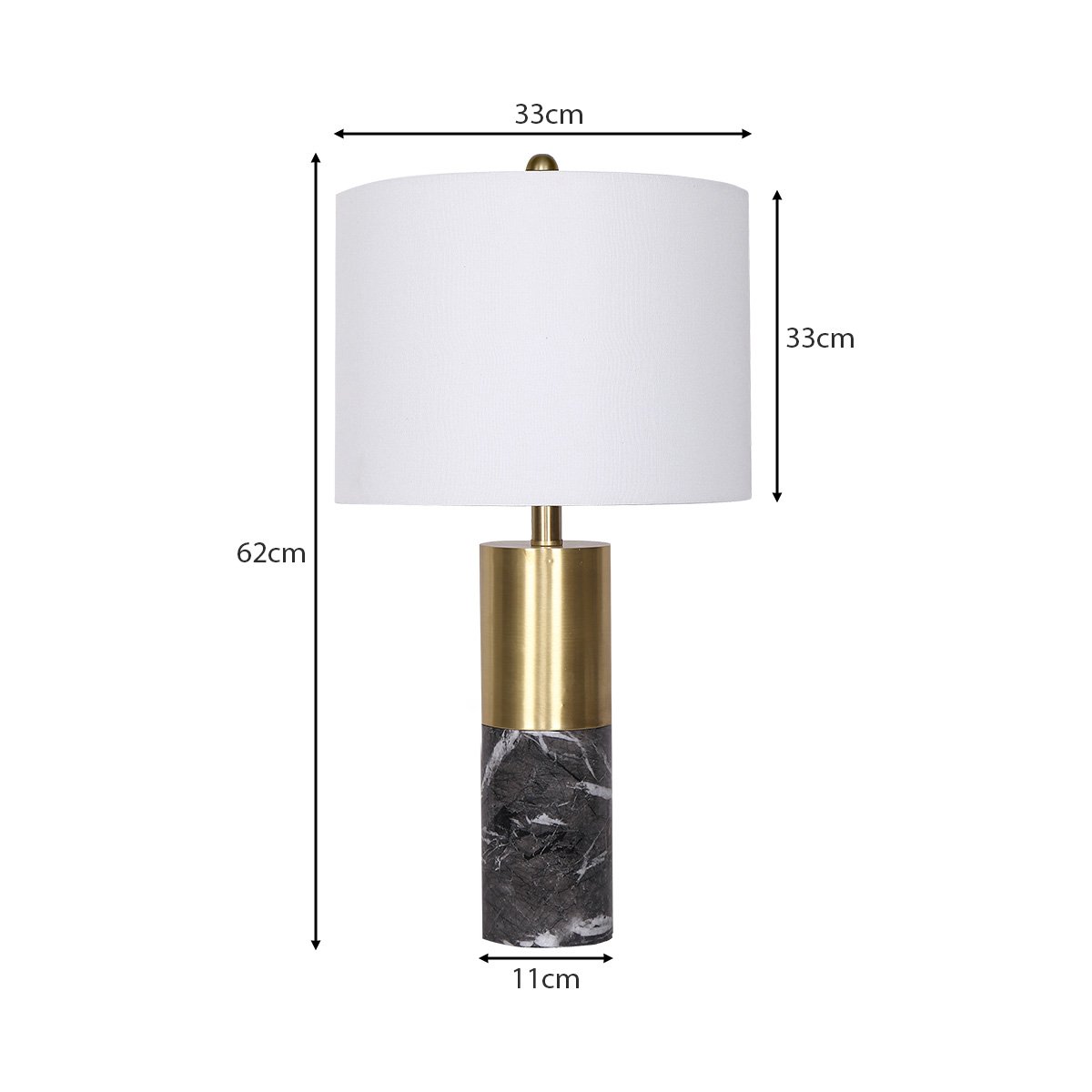 Metal and Marble Table Lamp in Black - Homecoze