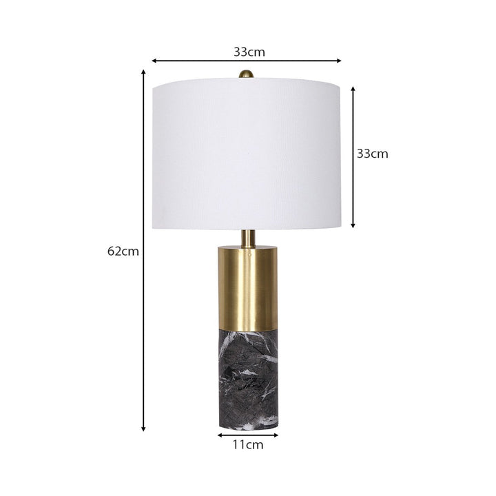 Metal and Marble Table Lamp in Black