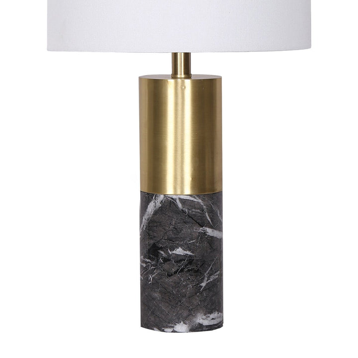 Metal and Marble Table Lamp in Black