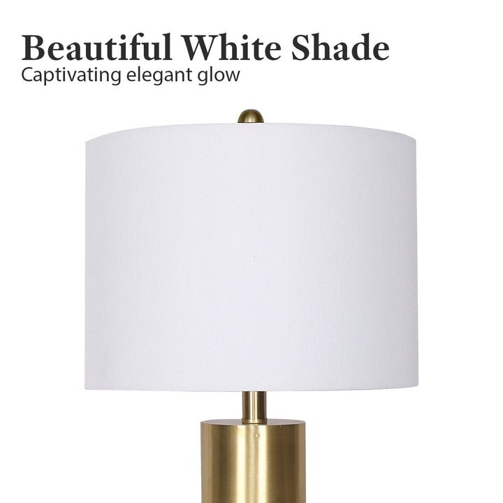 Metal and Marble Table Lamp in Black