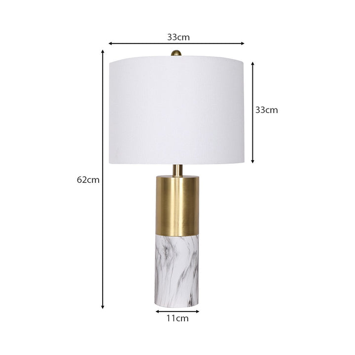 Metal And Marble Table Lamp - White