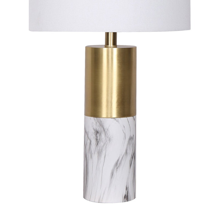 Metal And Marble Table Lamp - White