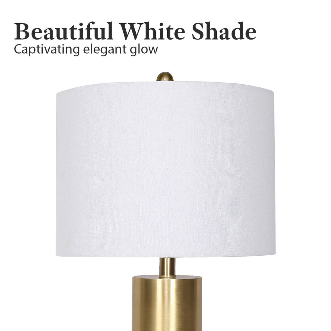 Metal And Marble Table Lamp - White