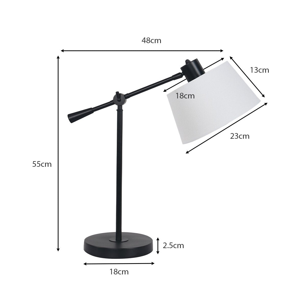 Adjustable Metal Table Lamp In Black - Homecoze