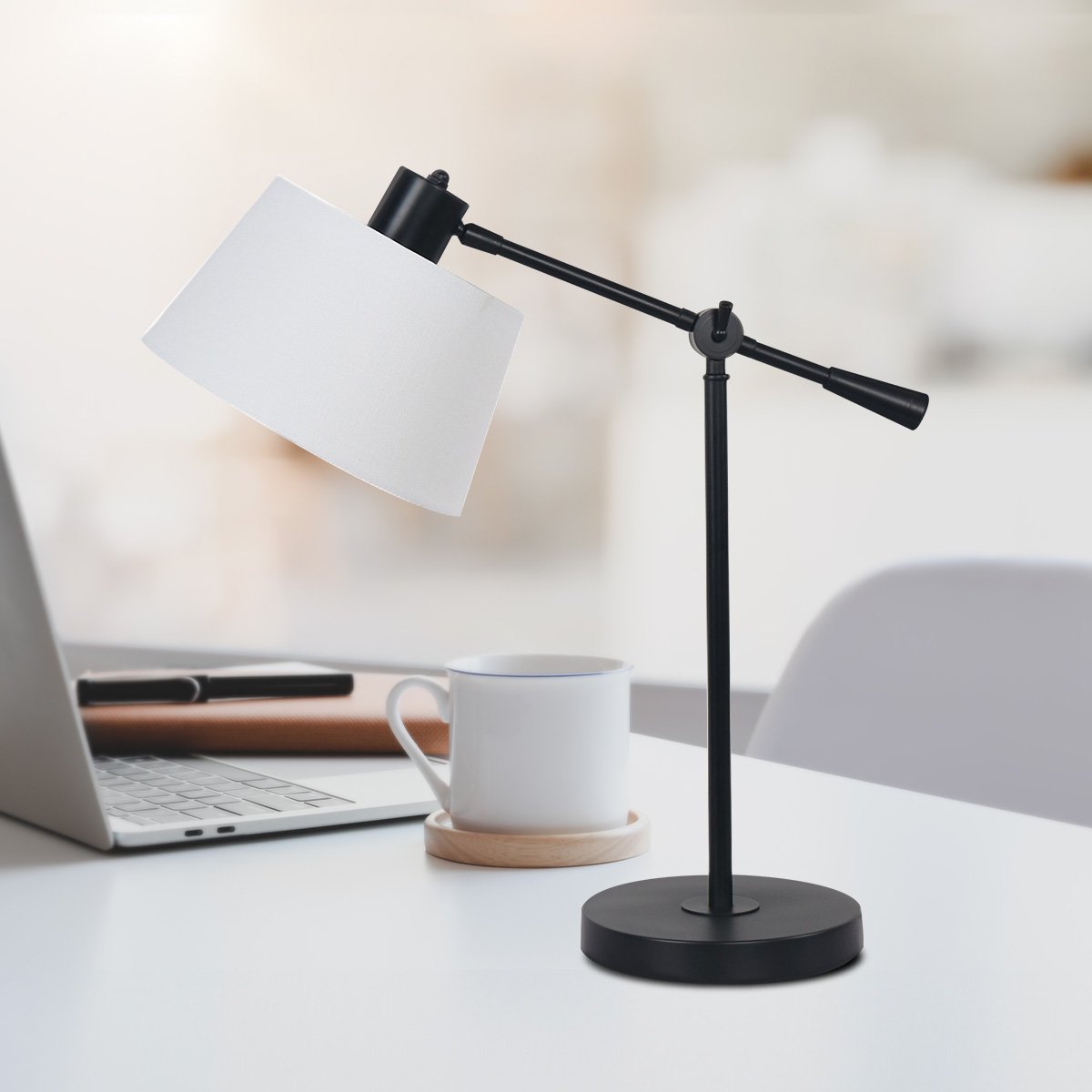 Adjustable Metal Table Lamp In Black - Homecoze