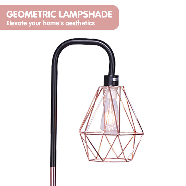 Rose Gold Floor Lamp with Geometric Shade