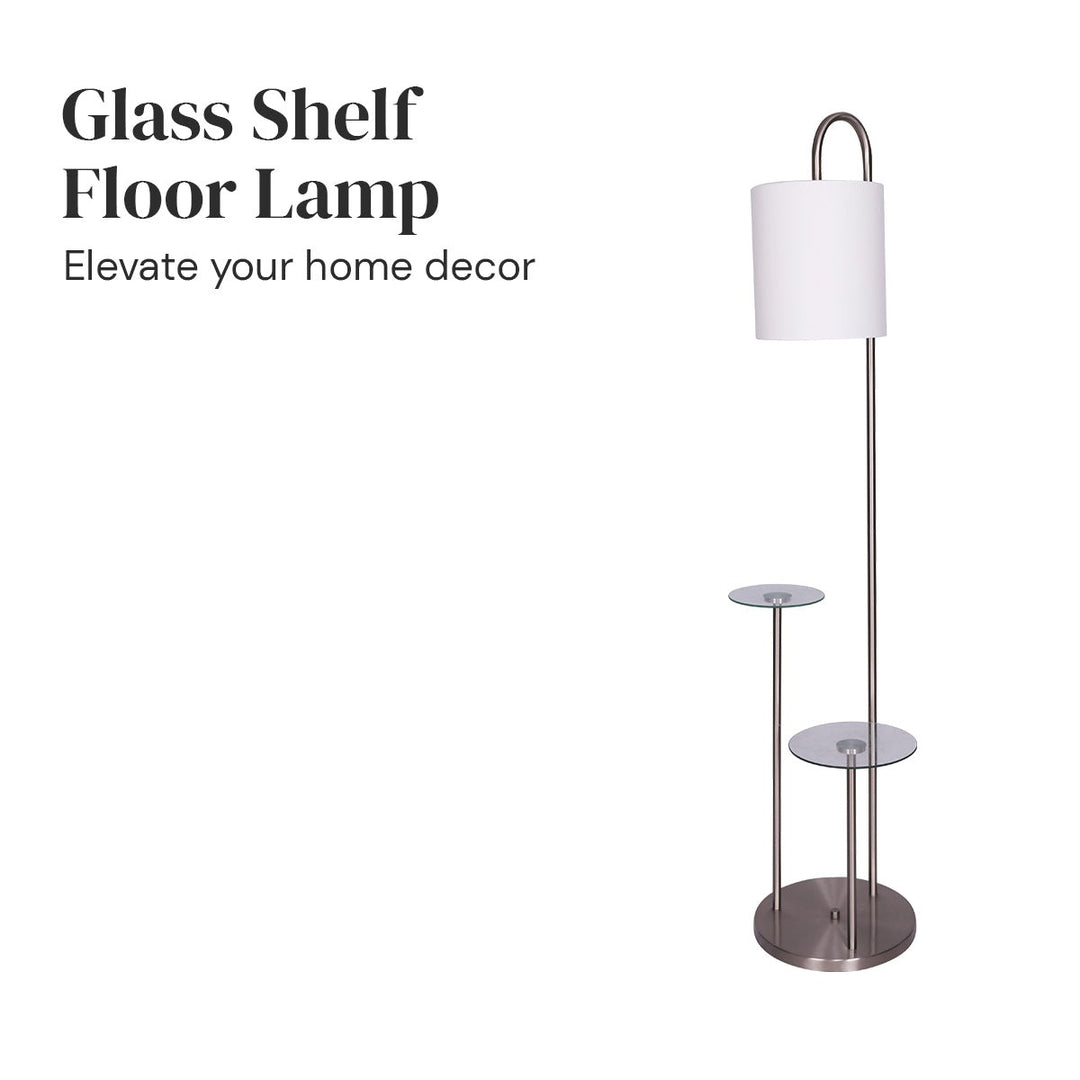 Metal Floor Lamp with Glass Shelves