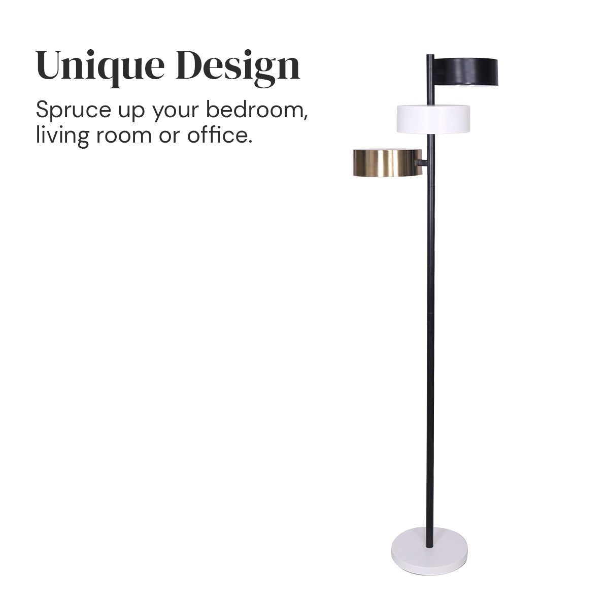 Metal Floor Lamp with 3 Swirl Shades - Homecoze