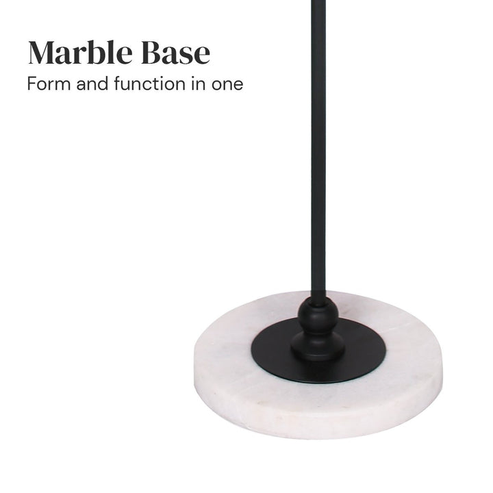 Metal Floor Lamp with Marble Base & Off-White Shade