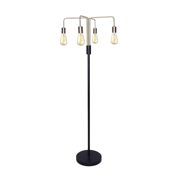 Modern Exposed Bulb 4-Arm Industrial Light Floor Lamp